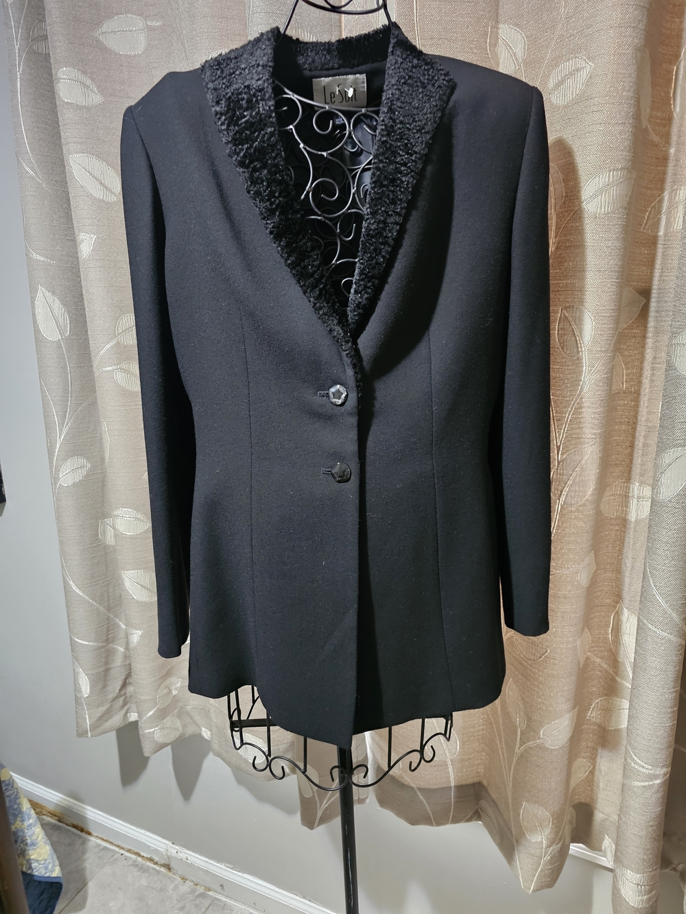 Le Suit Black Blazer with Textured Shawl Collar